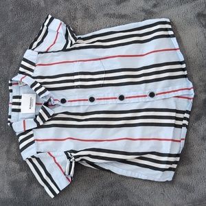 Burberry short sleeve collared button down shirt, sz 12M, light blue